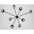 Candelabru modern negru abajururi fumurii 4xG9/60W si 4xGU10/60W Moka 1975 Jupiter