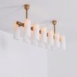 Candelabru modern cu 12 brate din alama masiva si abajururi din sticla opal, Odyssey Linear MD, B157 SchwungHome