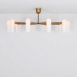 Candelabru modern cu 10 brate din alama masiva si abajururi din sticla opal, Odyssey LG, B156 SchwungHome