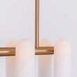 Candelabru modern cu 12 brate din alama masiva si abajururi din sticla opal, Odyssey Linear MD, B157 SchwungHome