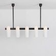 Candelabru modern cu 10 brate din alama masiva si abajururi din sticla opal, Odyssey Linear SM, B144 SchwungHome