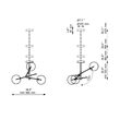 Candelabru modern cu 3 brate din alama masiva si abajururi din sticla suflata, RD 15, B079 Schwunghome