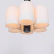 Candelabru modern cu 6 brate din alama masiva si abajururi din sticla opal, Odyssey, B142 SchwungHome