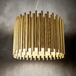 Candelabru modern auriu abajur tuburi metalice 5xE27/60W, PAN SP5 208817 Ideal Lux