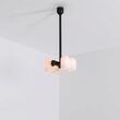 Candelabru modern cu 4 brate din alama masiva si abajururi din sticla opal, Odyssey, B141 SchwungHome