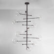 Candelabru modern cu 12 brate din alama masiva si abajururi din sticla suflata, RD 15, B100 SchwungHome