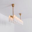 Candelabru modern cu 16 brate din alama masiva si abajururi din sticla opal, Odyssey Linear LG, B158 SchwungHome