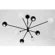 Candelabru modern negru abajururi sticla opal 4xG9/60W si 4xGU10/60W Moka 1998 Jupiter