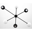 Candelabru modern negru abajururi sticla opal 3xG9/60W si 3xGU10/60W Moka 1997 Jupiter