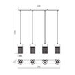 Lustra moderna negru mat elemente lemn natur 4xE27/42W, Stem 01-3143 Smarter