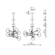 Candelabru modern cu 6 brate din alama masiva si abajururi din sticla suflata, RD 15, B013 SchwungHome