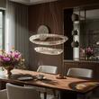 Lustra Oblige moderna aurie cu cristale, dimmabila in 3 pasi, LED 73W/8760lm, 3000K/4000K/6000K, CRI90, IOB PM+L 11, Incanti