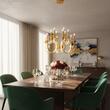 Candelabru Chateau modern auriu, dispersor din silicon, LED 69W/7600lm/3000K, CRI80, ICH C12 11, Incanti