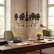 Candelabru Elizee modern negru, abajururi textile negre, 8xE14/28W, IEL C8 22 06, Incanti