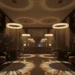 Lustra Akala moderna aurie cu cristale, dimmabila in 3 pasi, LED 35W/4644lm/3000K, CRI90, IAK PR M, Incanti
