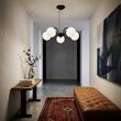 Lustra moderna neagra, abajururi din sticla alba, 5xE4/40W, Nol 02905 W5 CZA, Lemir