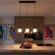 Lustra negru mat cadru alama abajururi sticla opal 3xE14/28W, Zodiac 01-3057 Smarter