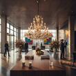 Candelabru modern cristal alama Aur 24k 45xE14/40W, Hirohito LU 2143/24+12+6+3 Gold Orion