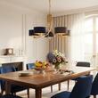 Candelabru modern auriu abajururi albastre 5xE27 Arthur 2094 Jupiter