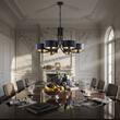 Candelabru modern negru abajururi albastre/aurii 6xE27 Arthur 2102 Jupiter