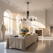 Candelabru modern negru abajururi alb/aurii 6xE27 Arthur 2105 Jupiter