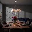 Candelabru modern cristale abajururi textile gri 5xE27/60W Egida 1604 Jupiter