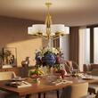 Candelabru modern auriu abajururi albe 5xE27 Kaszmir 2110 Jupiter