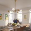 Candelabru modern auriu abajururi sticla opal 3xG9/60W si 3xGU10/60W Moka 1962 Jupiter