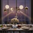 Candelabru modern auriu abajururi sticla opal 4xG9/60W si 4xGU10/60W Moka 1968 Jupiter