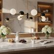Candelabru modern auriu abajururi sticla opal 4xG9/60W si 4xGU10/60W Moka 1971 Jupiter