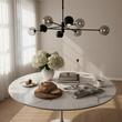 Candelabru modern negru abajururi fumurii 4xG9/60W si 4xGU10/60W Moka 1975 Jupiter