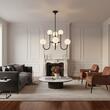 Candelabru modern geometric negru abajururi sticla opal 6xG9/60W Selen 1947 Jupiter