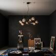 Candelabru modern negru abajururi sticla fumurie 11xG9/15W, Perlage SP11 271392 Ideal Lux