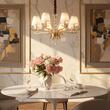 Candelabru modern alama satinata abajur organza 8xE14/28W, Pegaso SP8 197739 Ideal Lux