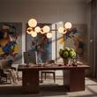 Candelabru modern alama, abajururi sticla alba 10xG9/15W, Perlage SP10 283791 Ideal Lux