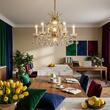 Candelabru modern cristal alama Aur 24k 6xE14/40W, Hirohito LU 2143/6 Gold Orion