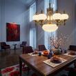 Candelabru clasic alama patinata 8xE27/60W, Nostalgie LU 1319/7+1 Patina/Opal Orion