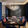 Candelabru modern cristal crom 10xE27/60W, Kristall Klassisch LU 2324/10/72 Chrom/Blau Orion