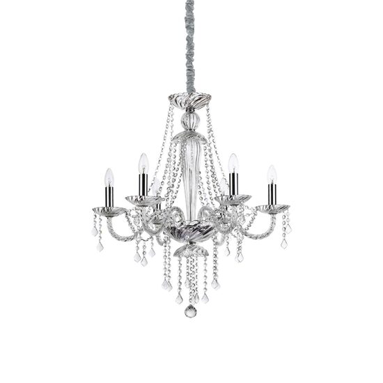 Candelabru clasic cu siraguri din sticla 6xE14/40W, AMADEUS SP6 168753 Ideal Lux