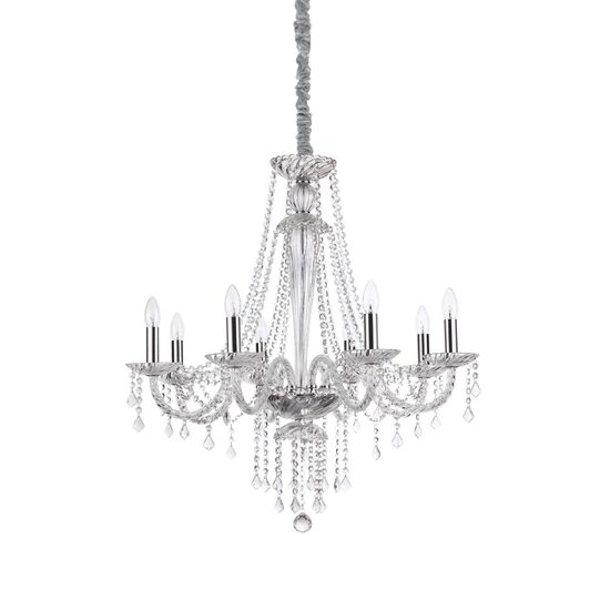 Candelabru clasic cu siraguri din sticla 8xE14/40W, AMADEUS SP8 168777 Ideal Lux