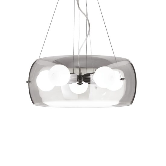Lustra moderna fumurie abajur cilindric 5xE27/60W, AUDI-10 SP5 103983 Ideal Lux