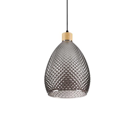 Lustra moderna fumurie abajur sticla 1xE27/60W, BERGEN-1 SP1 238746 Ideal Lux