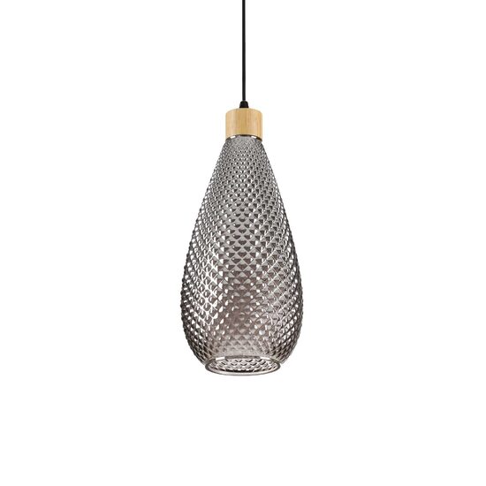Lustra moderna fumurie abajur sticla 1xE27/60W, BERGEN-2 SP1 238838 Ideal Lux