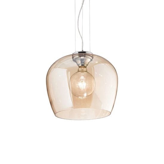 Lustra moderna abajur sticla ambra 1xE27/60W, BLOSSOM SP1 241524 Ideal Lux