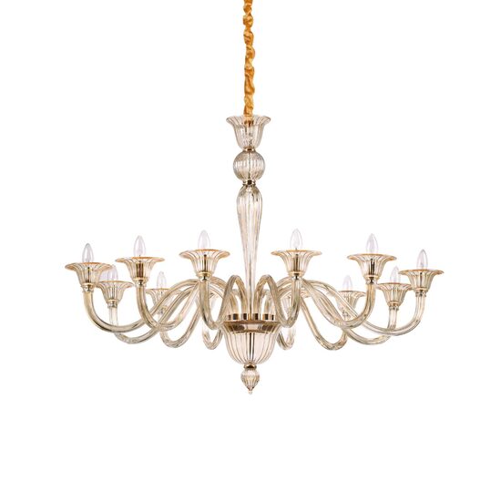 Candelabru clasic din sticla ambra 12xE14/40W, BRIGITTA SP12 199405 Ideal Lux