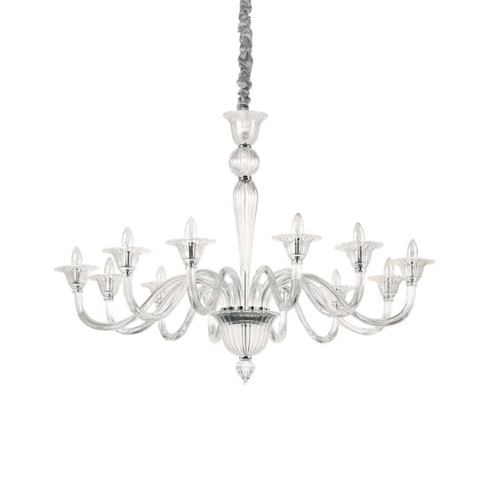Candelabru clasic sticla transparenta 12xE14/40W, BRIGITTA SP12 199375 Ideal Lux
