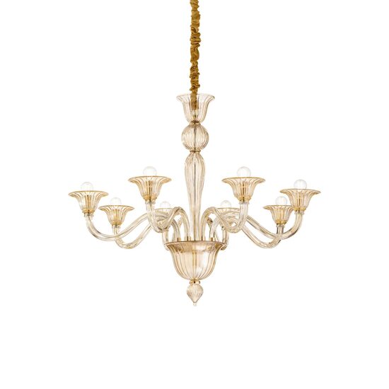 Candelabru clasic sticla ambra 8xE14/40W, BRIGITTA SP8 199412 Ideal Lux