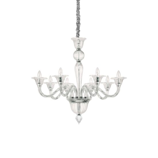 Candelabru clasic sticla transparenta 8xE14/40W, BRIGITTA SP8 199382 Ideal Lux