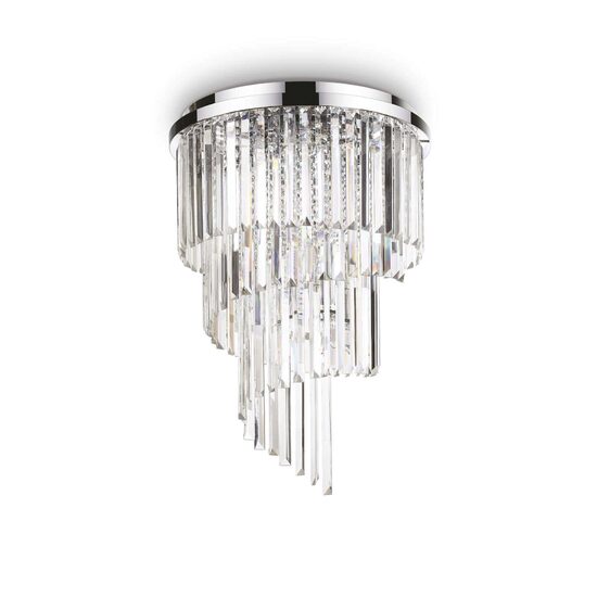 Plafoniera moderna cromata cu cristale 12xE14/40W, CARLTON PL12 168937 Ideal Lux