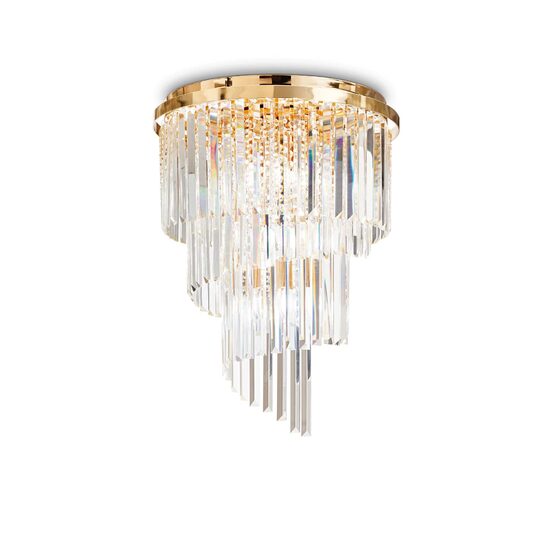 Plafoniera moderna aurie cu cristale 12xE14/40W, CARLTON PL12 213507 Ideal Lux
